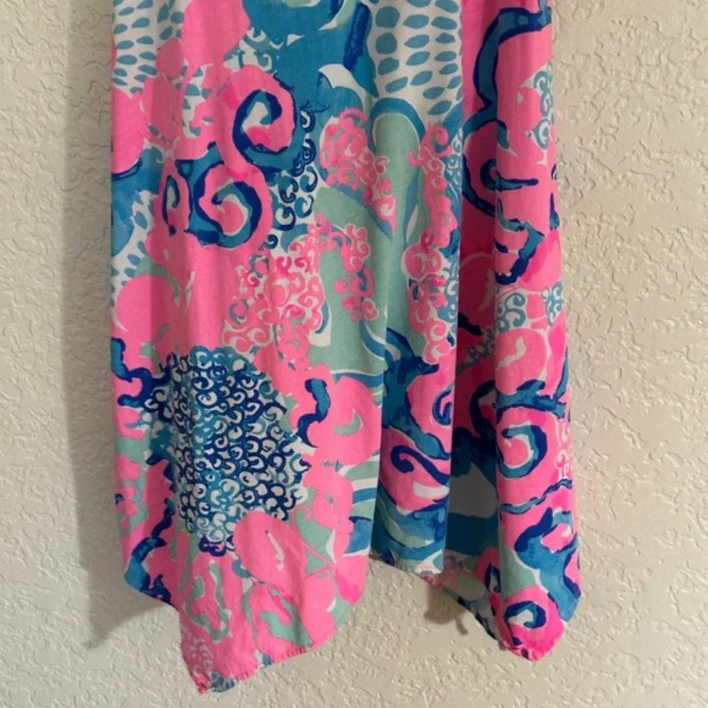 Lilly Pulitzer Tank Dress S Pink Blue Floral Sleeveless Im So Jelly Coral Reef - Picture 6 of 11